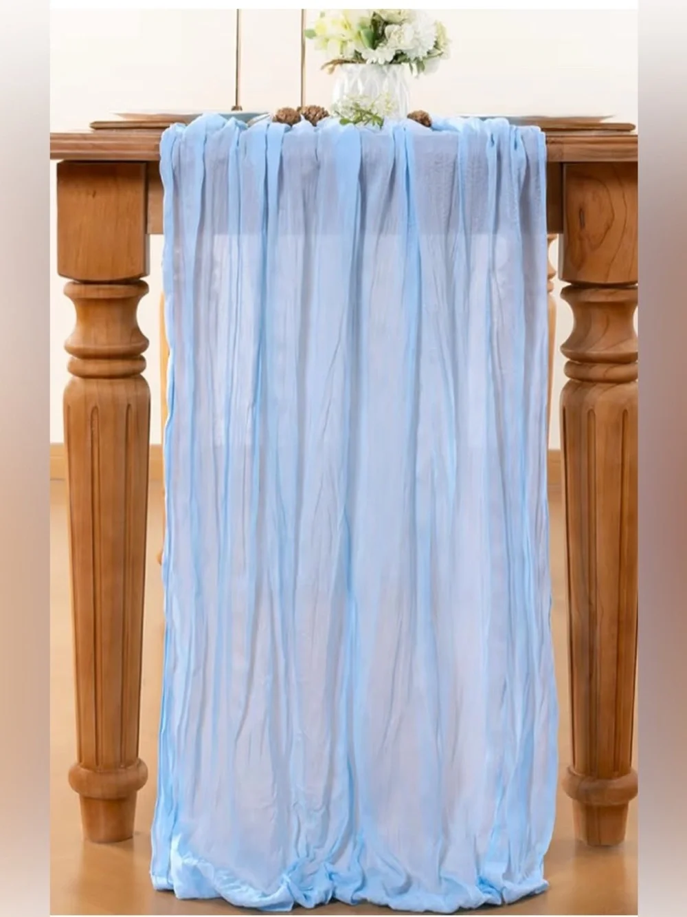 NEW-Set of 2 -10 Foot BabyBlue Cheesecloth Table Runner Table Runner Boho Gauze
